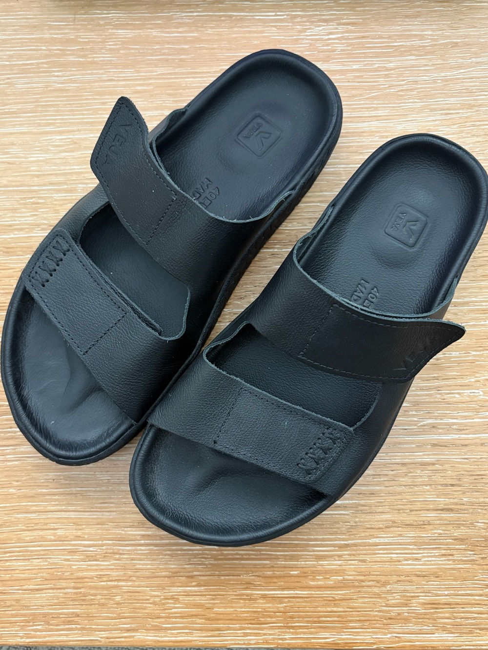 Veja Black Double-Strap Slide Sandals